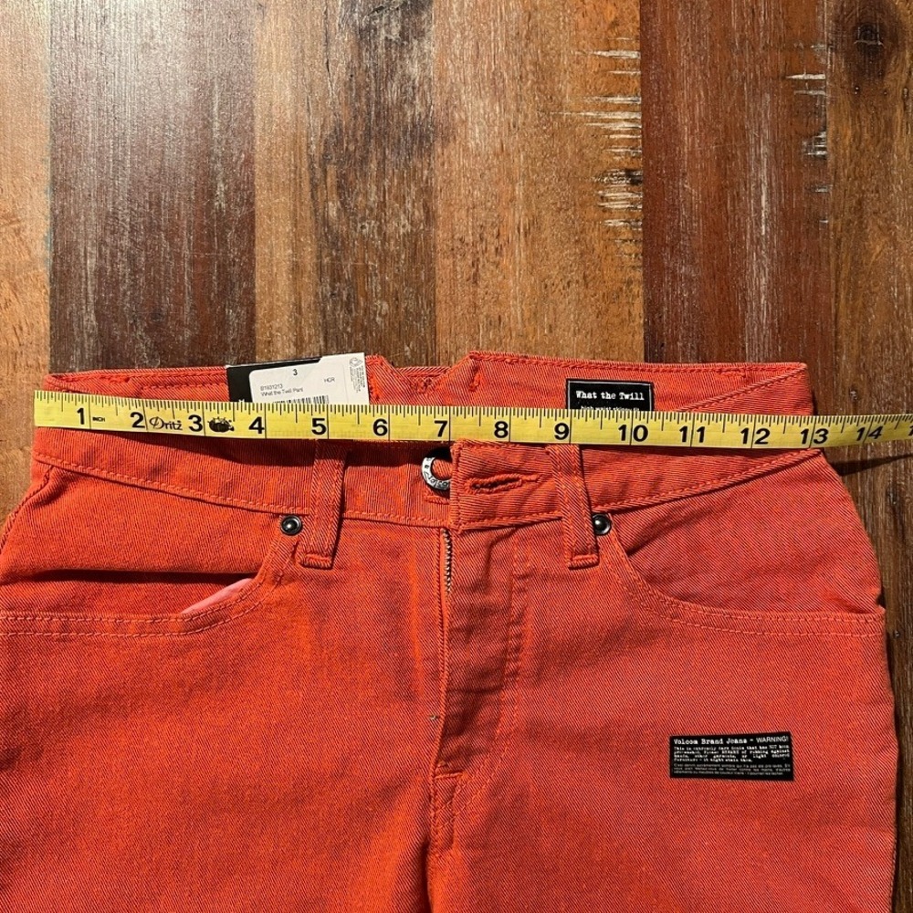 Volcom What The Twill Jeans Womens Size 3 Coral Red Blue Skinny Fit Stretch Pant - Picture 7 of 11